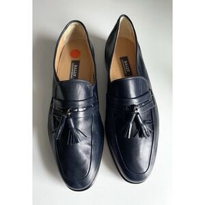 Men's Vintage Bally Of Switzerland Navy Leather Tassle Loafers PRISTINE Sz 8.5 D